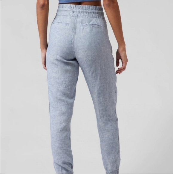 Athleta Cabo Linen Jogger Chambray Blue Size 8 - Picture 2 of 10